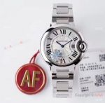 AF Factory Copy Cartier Ballon Bleu 33 White sunray Dial Steel Quartz Watch